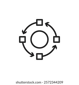 Sequential process icon Vector flat thin line illustration