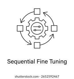 Sequential Tuning Process Icon – Machine Learning Icon, Incremental Training, Neural Progression, AI Sequence