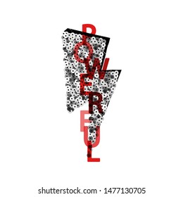 Sequin bolt and word. Trendy t-shirt print. Vector hand drawn illustration.