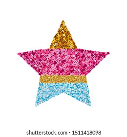 Sequin Colorful Star. Trendy Kids Print. Vector Illustration.