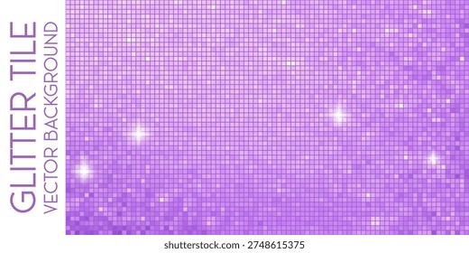 Sequin pink disco mosaic tile background with glitter sparkle light purple gradient and vertical banner