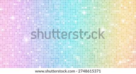 Sequin pink disco mosaic tile background with glitter sparkle light rainbow gradient