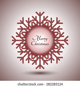 Sequin snowflake with "Merry Christmas" sign for greetings cards and other creative designs.Editable vector with several layers.Eps 10