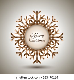 Sequin snowflake with "Merry Christmas" sign for greetings cards and other creative designs.Editable vector with several layers.Eps 10