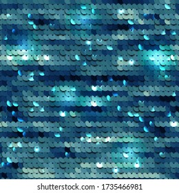 Sequined blue texture. Fabric with palliettes. Seamless vector realistic background of shiny material. svg
