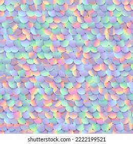 Sequined iridescent texture. Fabric with palliettes. Seamless vector realistic background of shiny material. svg