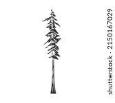 Sequoia Icon Silhouette Illustration. Tree Vector Graphic Pictogram Symbol Clip Art. Doodle Sketch Black Sign.