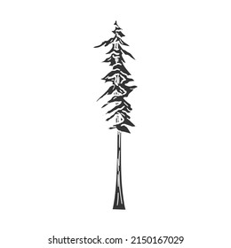 Sequoia Icon Silhouette Illustration. Tree Vector Graphic Pictogram Symbol Clip Art. Doodle Sketch Black Sign.