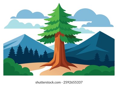 Sequoia Landscape Vector Illustration - Stunning Poster Pattern for Wall Art