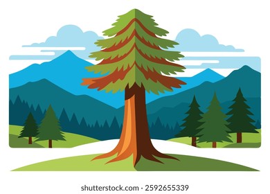 Sequoia Landscape Vector Illustration - Stunning Poster Pattern for Wall Art