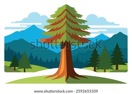 Sequoia Landscape Vector Illustration - Stunning Poster Pattern for Wall Art