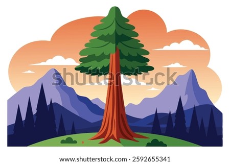 Sequoia Landscape Vector Illustration - Stunning Poster Pattern for Wall Art