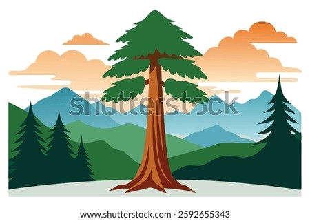 Sequoia Landscape Vector Illustration - Stunning Poster Pattern for Wall Art