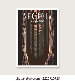 Sequoia National Park Poster Vektorgrafik Design, Waldposter Design