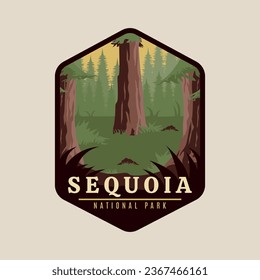 sequoia national park print logo vintage vector symbol illustration design