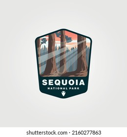 sequoia national park vector patch design, giant tree logo design