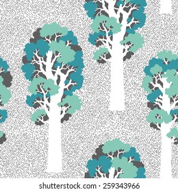Sequoias in the forest. Hand drawn tile texture. Ukraine
