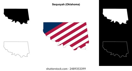Sequoyah County (Oklahoma) outline map set