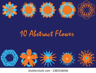 Ser of 10 Abstract Flowers for background creation, floral designs or illustrations.