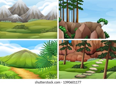 Ser of nature background illustration