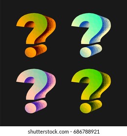 ser Polygonal question mark 3d volumetric on black