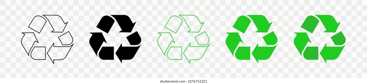 Ser of recycle icons set. Black and green recycle symbol. Vector illsutration.