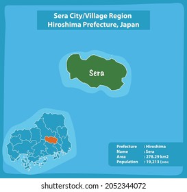 Sera City Village Region Hiroshima Prefecture Map, Japan