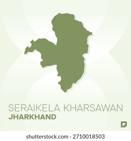 SERAIKELA KHARSAWAN District Map, Jharkhand, Índia - Descrição vetorial editável.