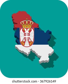 Serbia - 3D map and flag