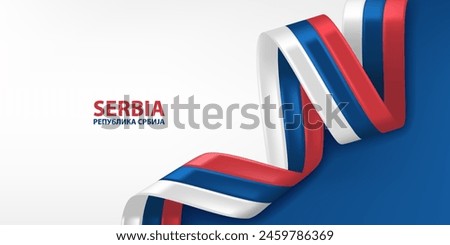 Serbia 3D ribbon flag. Bent waving 3D flag in colors of the Serbia national flag. National flag background design.