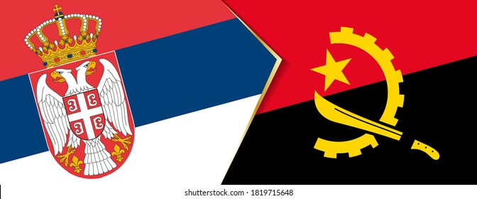 Serbia and Angola flags, two vector flags symbol of relationship or confrontation.