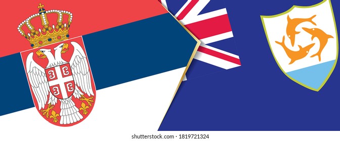 Serbia and Anguilla flags, two vector flags symbol of relationship or confrontation.