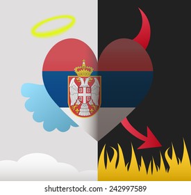 Serbia background of a heart half demon half angel