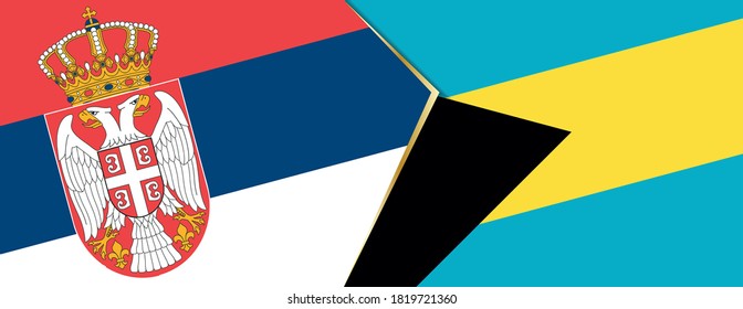 Banderas de Serbia y Bahamas, dos banderas vectoriales símbolo de relación o enfrentamiento.