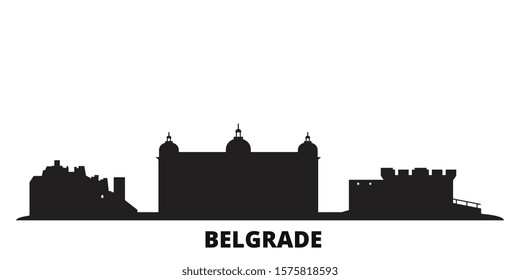 Serbia, Belgrade city skyline isolated vector illustration. Serbia, Belgrade travel black cityscape