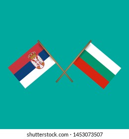 serbia and Bulgaria crossed flags.Language learning or travel concept. flat design.
