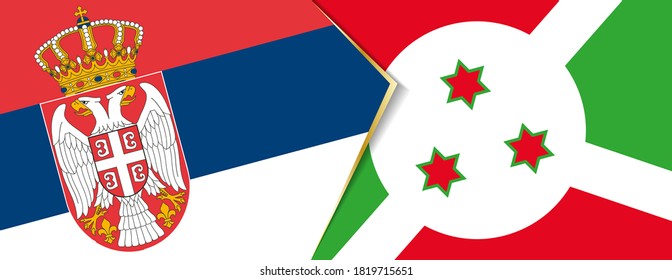 Banderas de Serbia y Burundi, dos banderas vectoriales símbolo de relación o enfrentamiento.