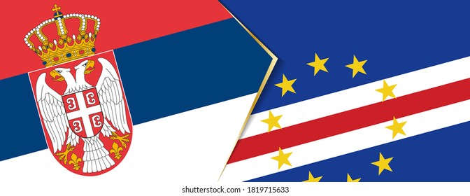 Serbia and Cape Verde flags, two vector flags symbol of relationship or confrontation.