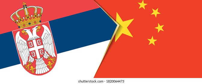 Serbia and China flags, two vector flags symbol of relationship or confrontation.