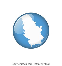 Serbia Circle Button Country Map Vector Template