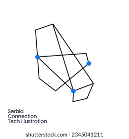 Ilustración del icono del vector del logotipo poligonal geométrico de la tecnología de conexión de Serbia