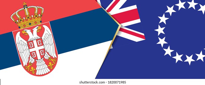 Banderas de Serbia y las Islas Cook, dos banderas vectoriales símbolo de relación o enfrentamiento.
