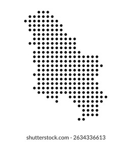 Serbia country dotted map. Black spot pixel illustration isolated on white background. Vector circle mosaic.