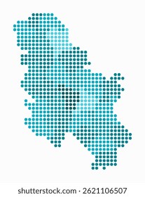 Serbia dotted map. Digital style map of the country on a white background. Serbia shape with circle dots. Colored dots style. Large size circles. Plain vector illustration.