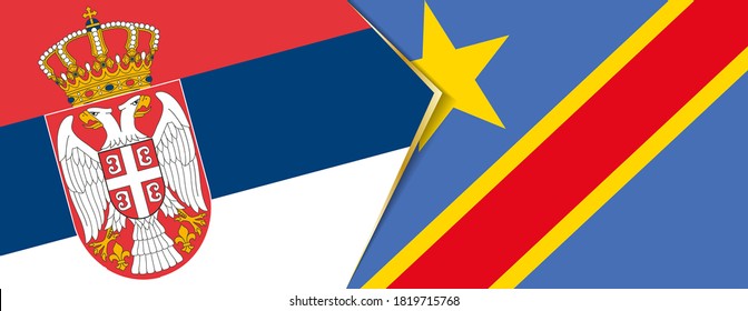 Serbia and DR Congo flags, two vector flags symbol of relationship or confrontation.