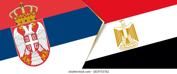 Serbia and Egypt flags, two vector flags symbol of relationship or confrontation.