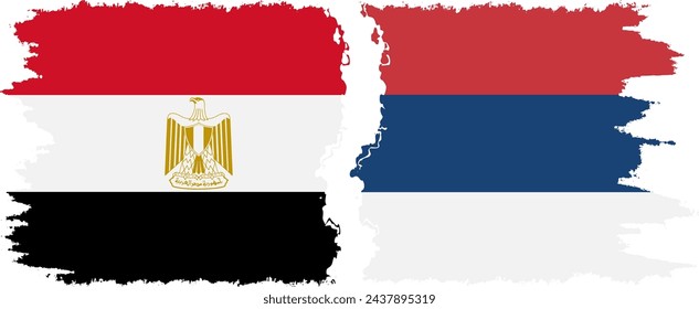 Serbia and Egypt grunge flags connection, vector