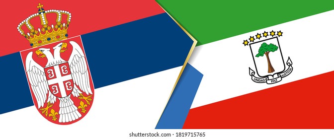 Flaggen von Serbien und Äquatorialguinea, zwei Vektorflaggen Symbol für Beziehung oder Konfrontation.