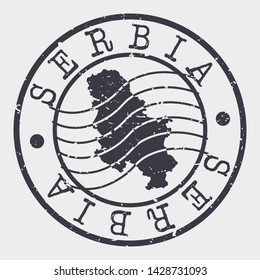 Serbia Europe Stamp Postal. Map Silhouette Seal. Passport Round Design. Vector Icon. Design Retro Travel.