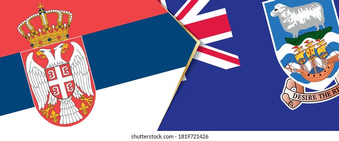 Serbia and Falkland Islands flags, two vector flags symbol of relationship or confrontation.